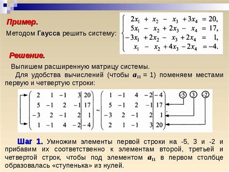 Алгоритм определения значения через метод Гаусса