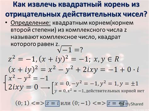 Алгоритм получения квадратного корня отрицательного числа