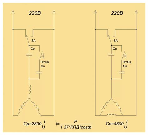 Влияние параметров ёмкости конденсатора на работу электродвигателя с напряжением 220 Вольт