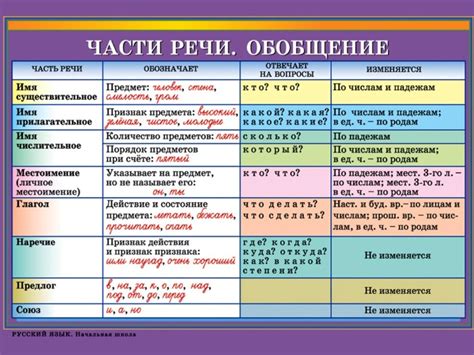 Грамматические свойства и функции частей речи