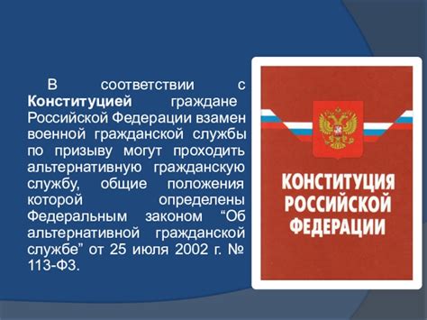 Значение и задачи службы граждан, осуществляющих альтернативную гражданскую деятельность в Российской Федерации.