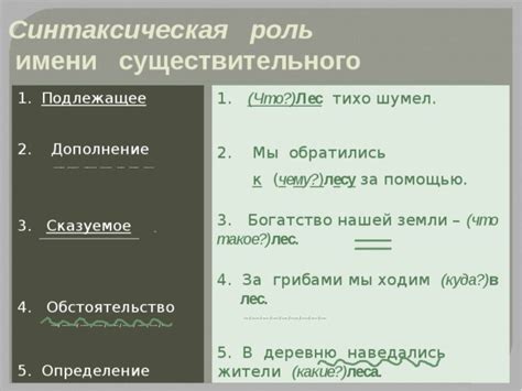 Значимость существительных в предложении