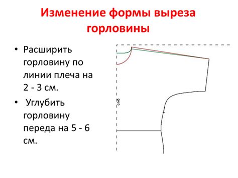 Изменение размеров и формы выреза