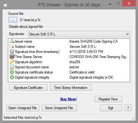 Использование программ для проверки корректности формирования sig P7S SGH PKCS 7 PKCS