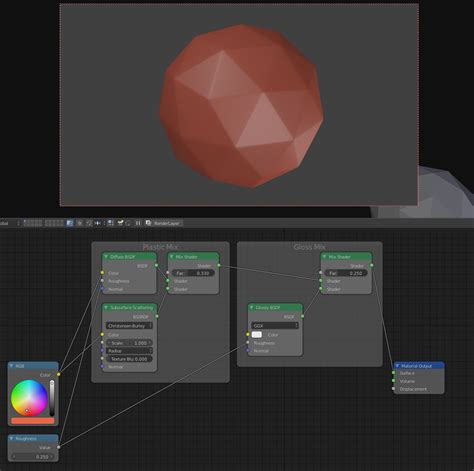 Использование узлов для соединения материалов в Blender