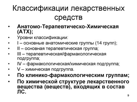 Используемые процедуры сортировки и классификации ассортимента лекарственных средств в аптеках