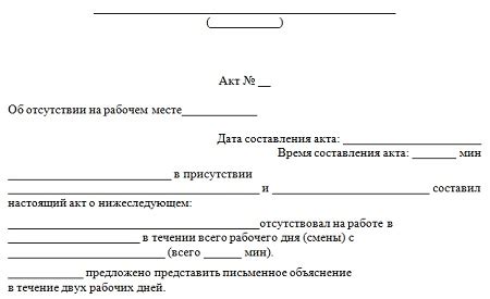 Негативные последствия несоставления акта о неявке на рабочем месте