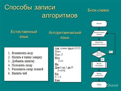 Описание шагов алгоритма и их разъяснение