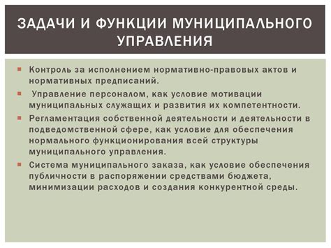 Основные задачи исполнительных органов муниципального управления