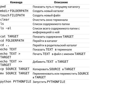 Основные команды для управления структурой директорий