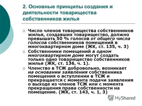 Основные условия участников ТСН и их ответственность