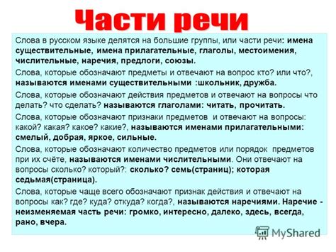 Остальные части речи: наречия, местоимения и др.