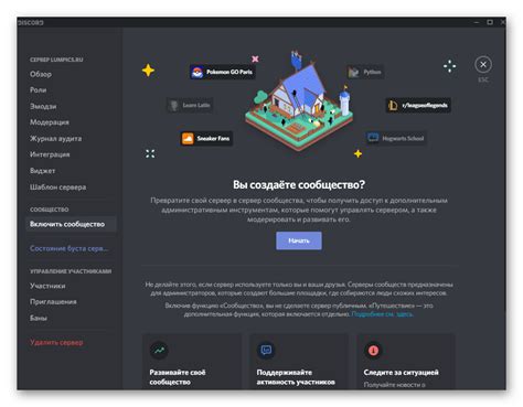 Подготовка к настройке статистики сервера в мессенджере Discord