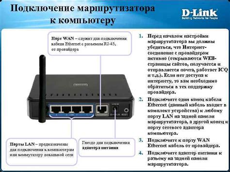 Подключение сетевого маршрутизатора к компьютеру и Интернету