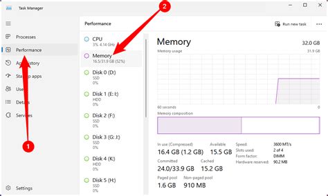 Поиск информации о оперативной памяти в разделе "Memory"