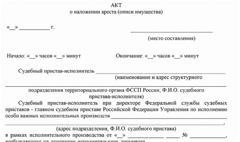 Понятие и назначение акта о наложении ареста описи имущества