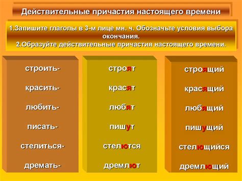 Практические задания для закрепления использования причастия в настоящем времени