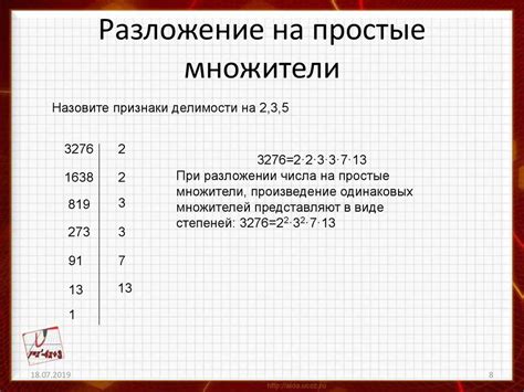 Пример вычисления НОК с использованием метода факторизации на простые множители