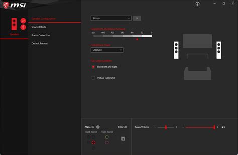 Работа с интерфейсом программы Realtek Audio Console MSI