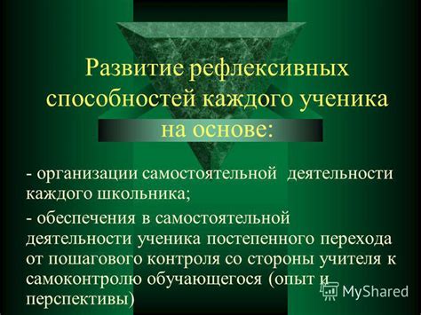 Развитие активных рефлексивных способностей для постепенного развития в предмете бесконечной цели