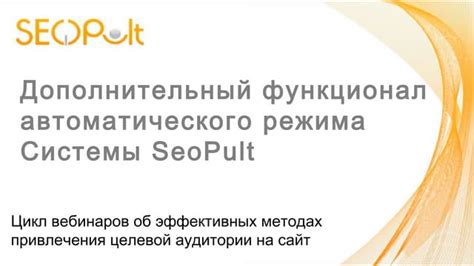 Раздел: Принцип работы модуля автоматического продвижения в Seopult