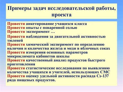 Разработка краткого и понятного описания задач проекта