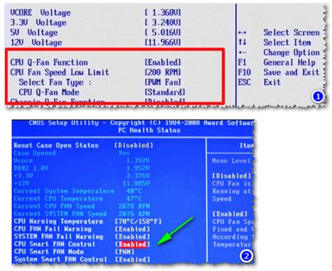 Распределение оборотов кулеров в настройках BIOS Asus