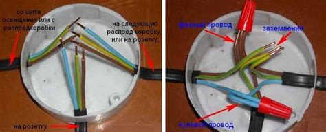 Распределение проводов по клеммам внутри коробки