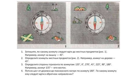 Расчет направления с помощью компаса и карты