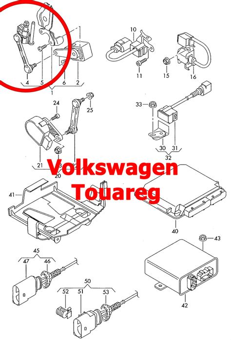 Система поддержания высоты кузова на моделе Volkswagen Touareg 2008 года с дизельным двигателем