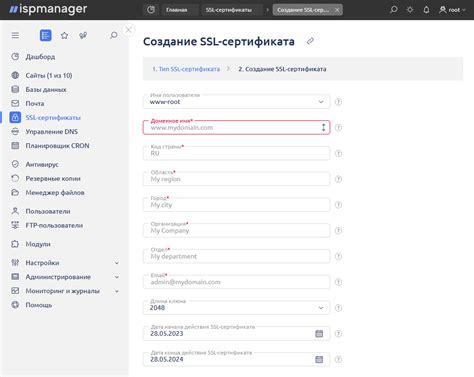 Создание аккаунта в панели управления ISPmanager Reg