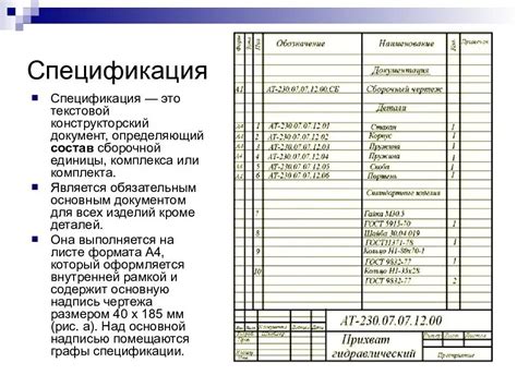 Шаг 1: Определите назначение формирования спецификации