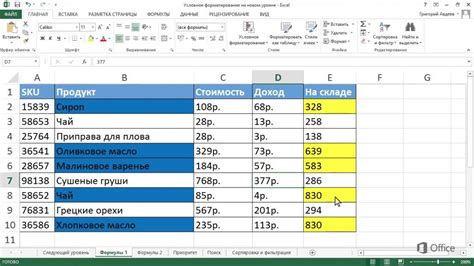  Применение условного форматирования в электронной таблице 